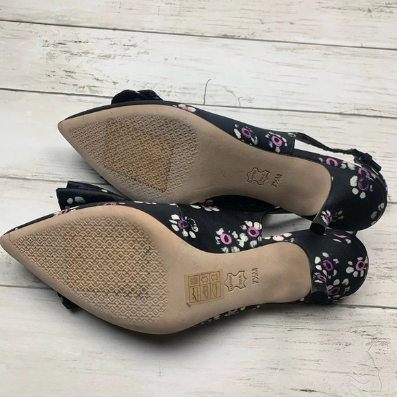 Tory Burch Rosalind Bow Pumps SlingBack Heels 7 1/2 Floral Career Classic - Picture 7 of 10